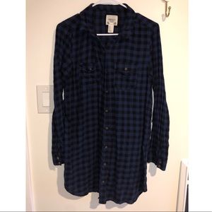 Plaid button up t-shirt dress